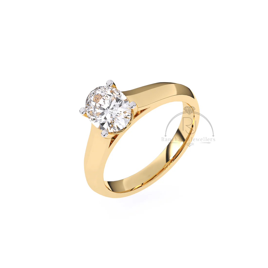 Oval Cut 1.00 CT Lab Grown Solitaire Ring