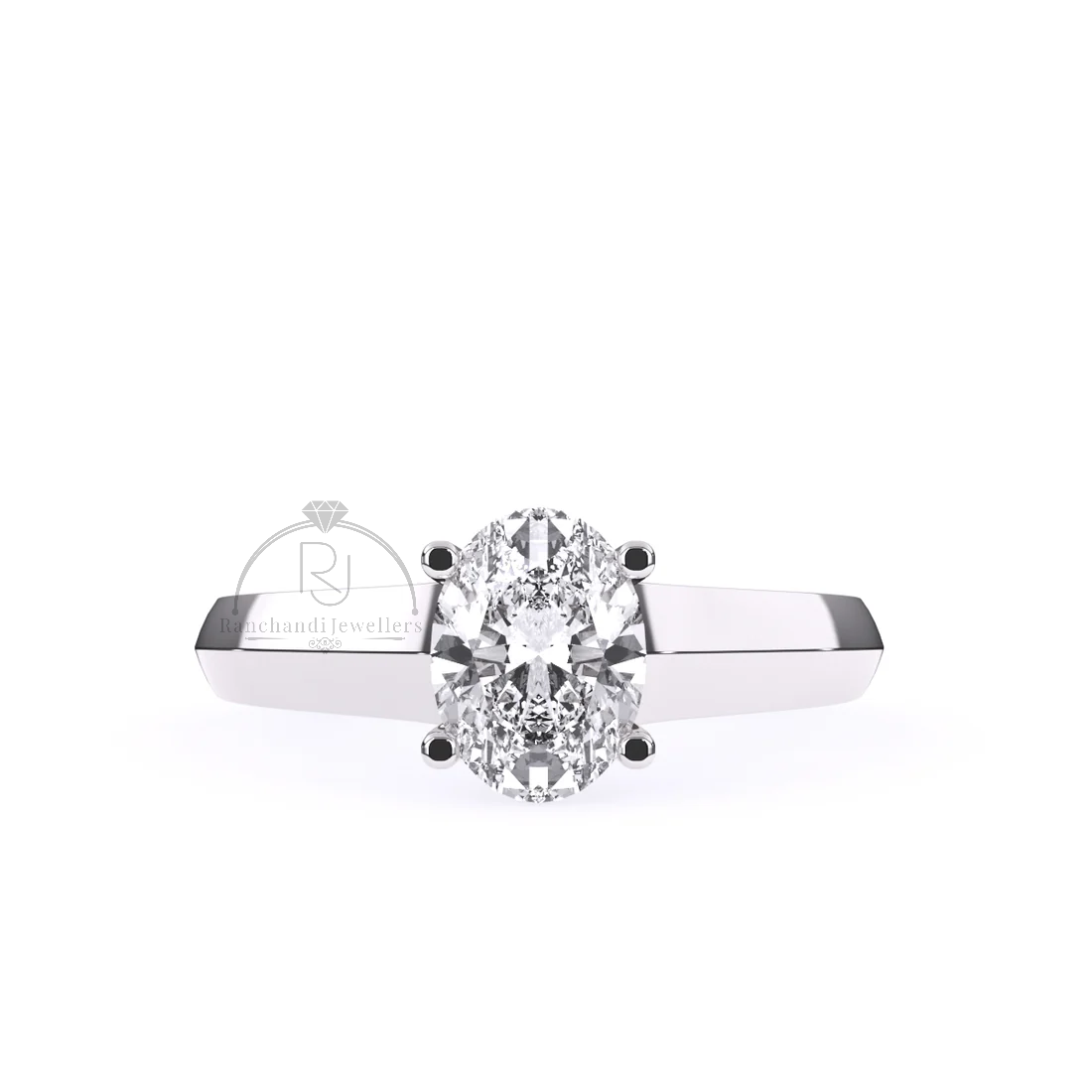 Oval Cut 1.00 CT Lab Grown Solitaire Ring