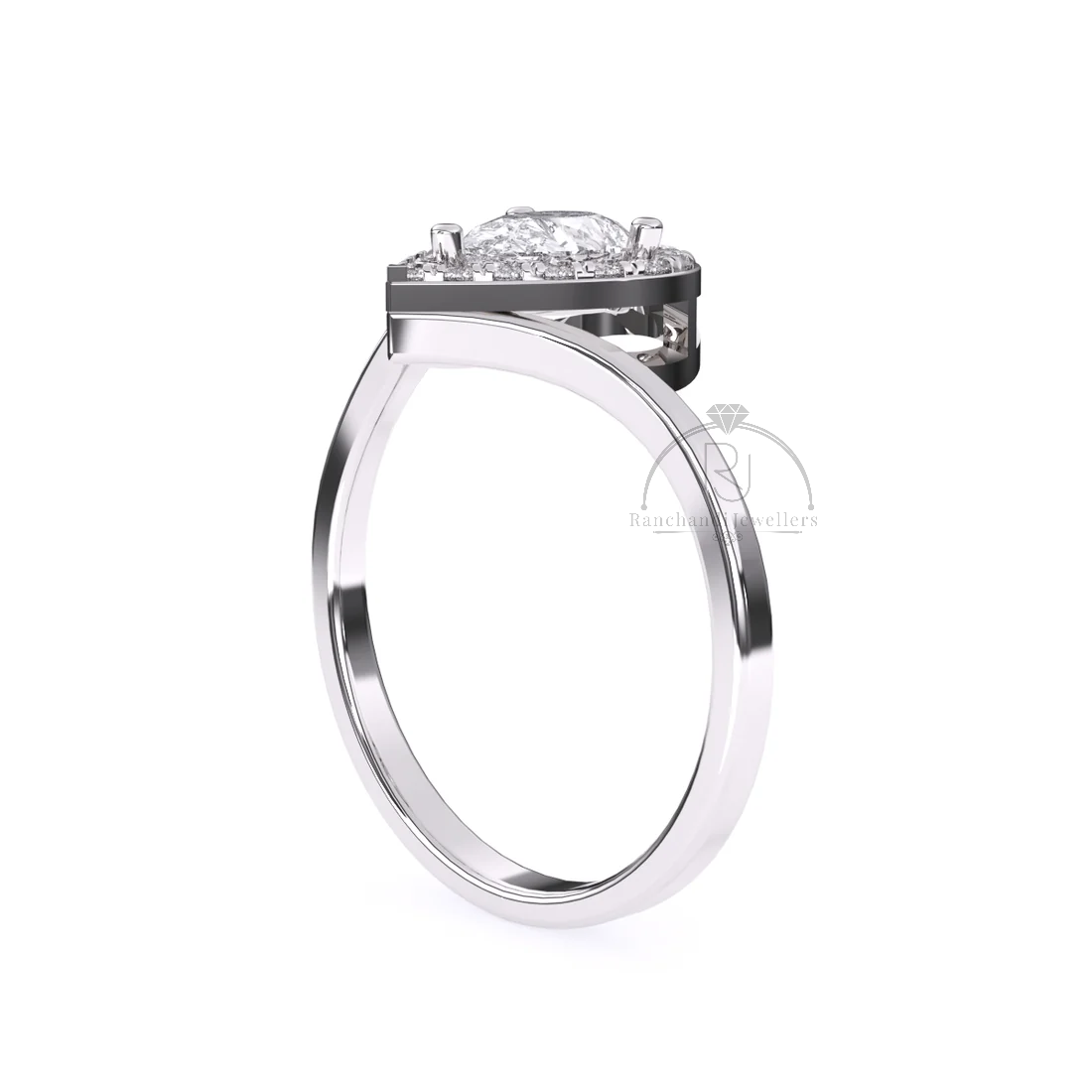 Pear 0.65 CT Lab Grown Solitaire Ring