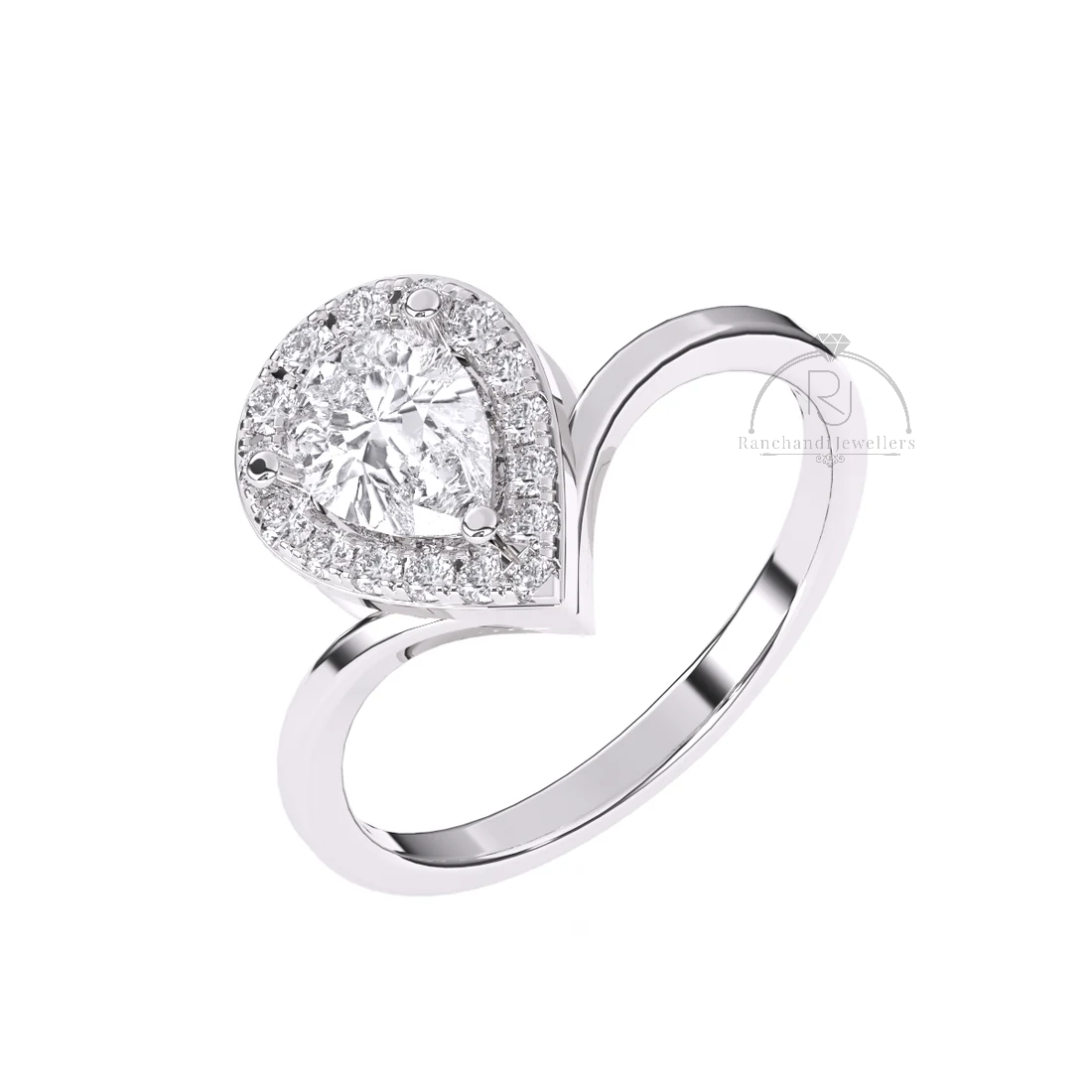 Pear 0.65 CT Lab Grown Solitaire Ring